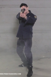 Handsome muscle police man