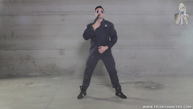 muscle male stripper as a policeman